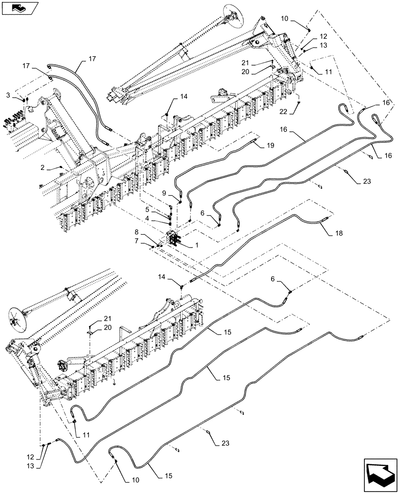 Схема запчастей Case IH 1245 - (35.746.AC[03]) - ROW UNIT MARKERS HYDRAULICS FOR 30" SPLIT ROW 16/31 (35) - HYDRAULIC SYSTEMS