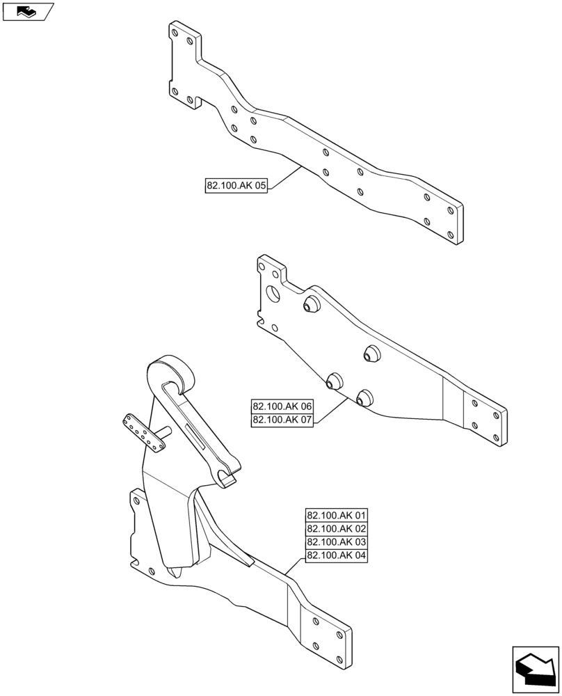 Схема запчастей Case IH MAXXUM 110 - (82.000.00) - SECTION INDEX - FRONT LOADER (82) - FRONT LOADER & BUCKET