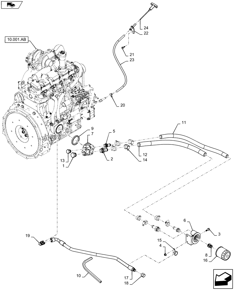 Схема запчастей Case IH SV185 - (10.304.AF) - REMOTE ENGINE OIL FILTER LINES (10) - ENGINE