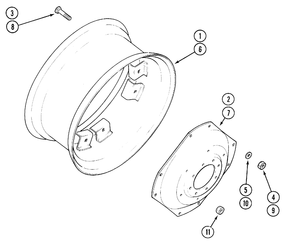 Схема запчастей Case IH 5230 - (6-104) - WHEELS, REAR, ADJUSTABLE (06) - POWER TRAIN