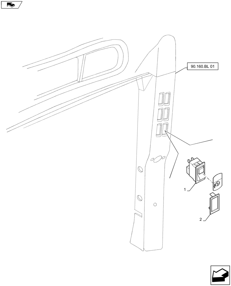 Схема запчастей Case IH MAXXUM 140 - (55.526.AC) - VAR - 330631, 336631, 743723 + STD - FAST STEERING - SWITCH, SWITCH (55) - ELECTRICAL SYSTEMS