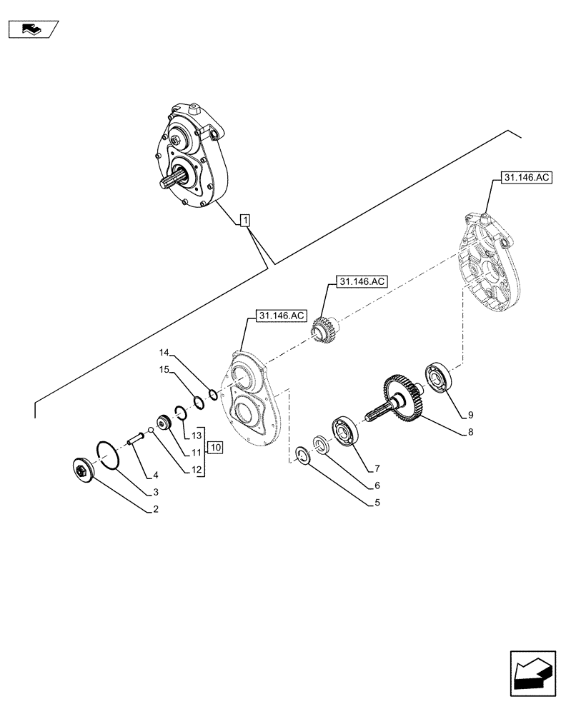 Схема запчастей Case IH MAXXUM 120 - (31.146.AB) - VAR - 333648, 334648, 335648, 743700 - FRONT PTO ASSY, DRIVEN SHAFT (31) - IMPLEMENT POWER TAKE OFF