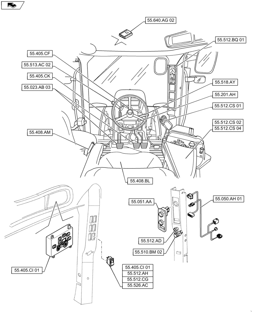 Схема запчастей Case IH MAXXUM 140 - (00.000.55[04]) - PICTORIAL INDEX - ELECTRICAL SYSTEMS (00) - GENERAL & PICTORIAL INDEX