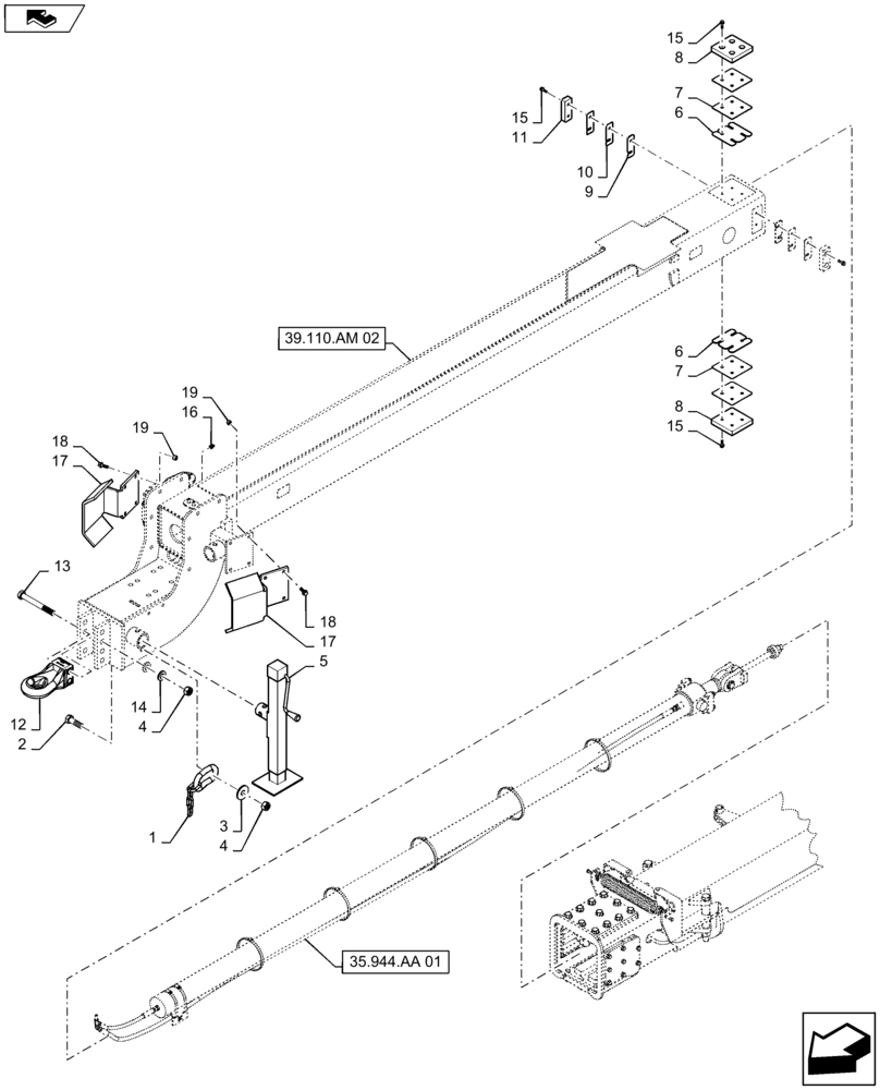 Схема запчастей Case IH 1245 - (39.110.AM[05]) - FRONT HITCH FRAME FOR 30" 16/31 SPLIT ROW (39) - FRAMES AND BALLASTING