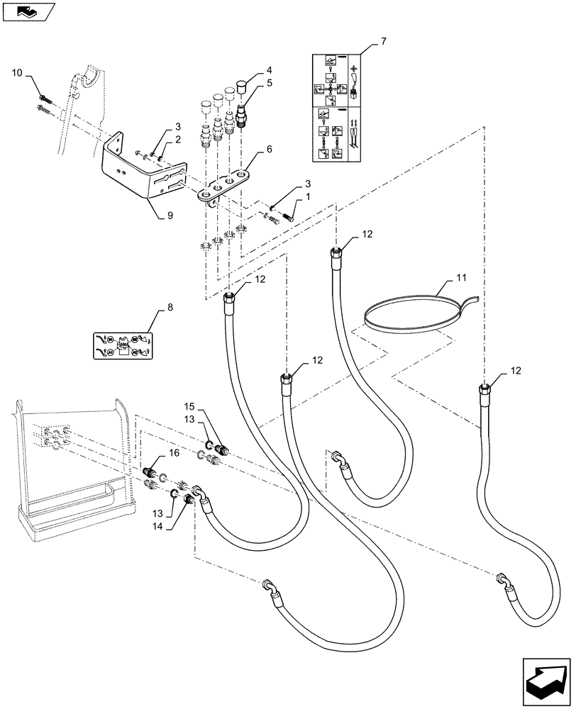 Схема запчастей Case IH L725 - (35.525.AA[04]) - VAR - 715743096 - MMV HYDRAULIC HOSE KIT - 2 FUNCTION FOR JXC & FARMALL C (35) - HYDRAULIC SYSTEMS