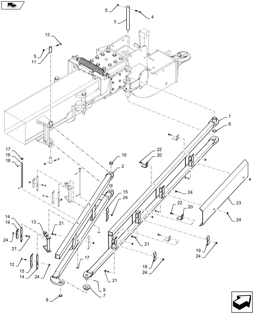 Схема запчастей Case IH 1245 - (39.100.BD[06]) - HOSE CARRIER FOR 24/20, 16/30 AND 30" SPLIT ROW 16/31 (39) - FRAMES AND BALLASTING