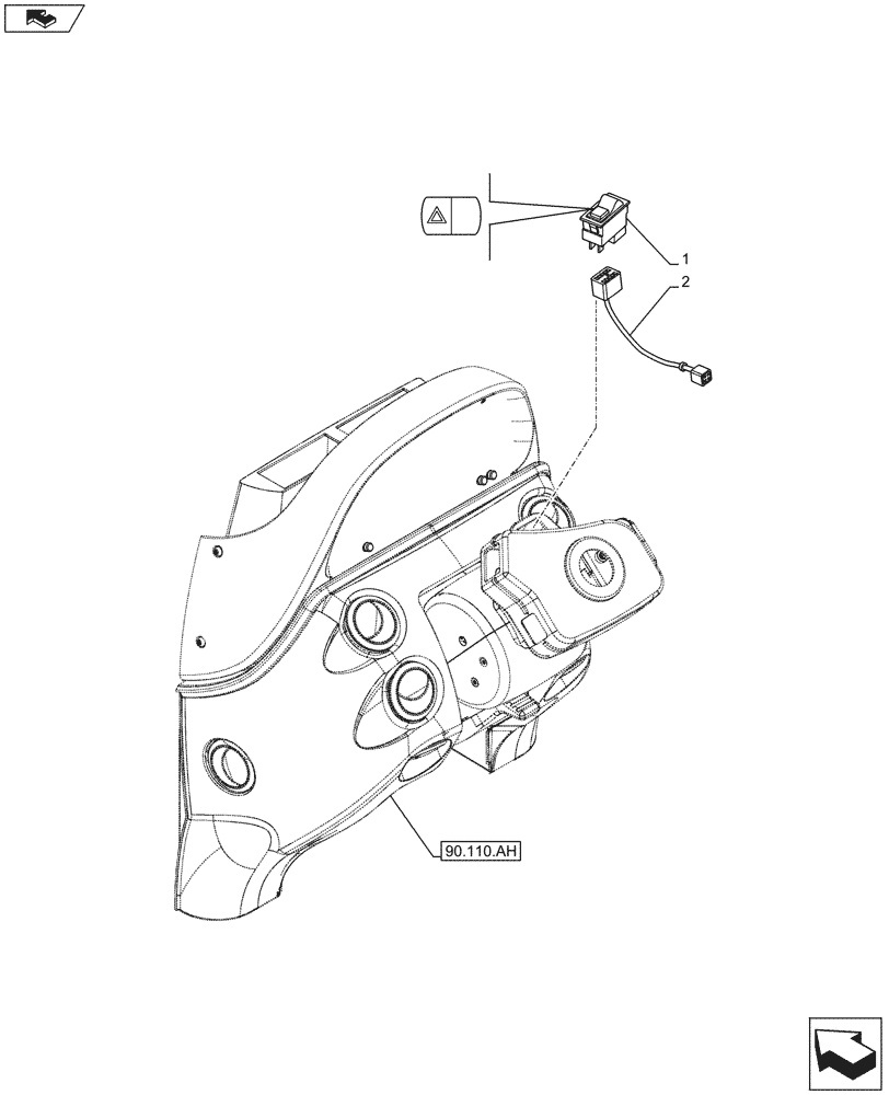 Схема запчастей Case IH MAXXUM 110 - (55.405.CF) - VAR - 390283 - HAZARD, SWITCH (55) - ELECTRICAL SYSTEMS