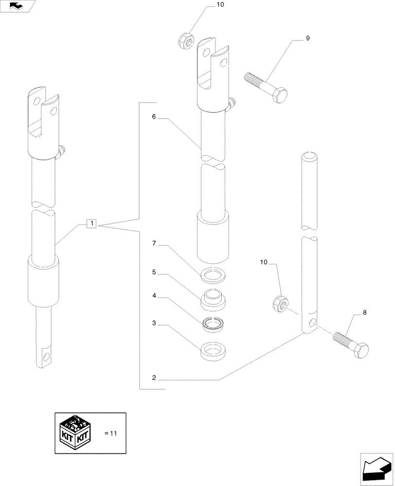 Схема запчастей Case IH A8800 - (90.151.AL[01]) - HYDRAULIC CYLINDER (HEIGHT INDICATOR) (90) - PLATFORM, CAB, BODYWORK AND DECALS