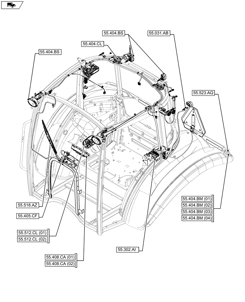 Схема запчастей Case IH MAXXUM 130 - (55.000.00[03]) - SECTION INDEX (55) - ELECTRICAL SYSTEMS