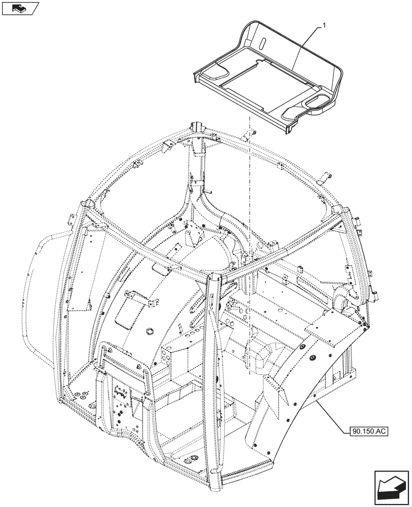 Схема запчастей Case IH MAXXUM 130 - (90.160.AR) - VAR - 330909, 331908, 331909, 390911, 743811 - FLOOR MAT, REAR (90) - PLATFORM, CAB, BODYWORK AND DECALS