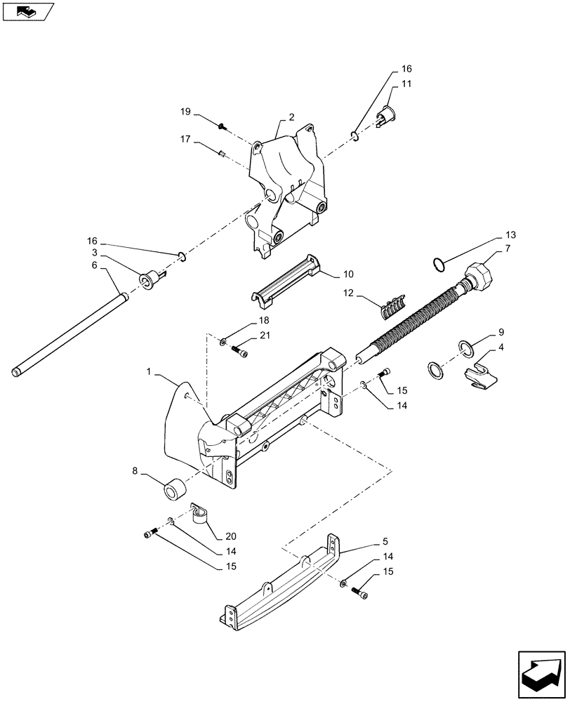 Схема запчастей Case IH MAXXUM 110 - (90.151.AP[01]) - VAR - 390021 - ARMREST, SLIDE MECHANISM (90) - PLATFORM, CAB, BODYWORK AND DECALS