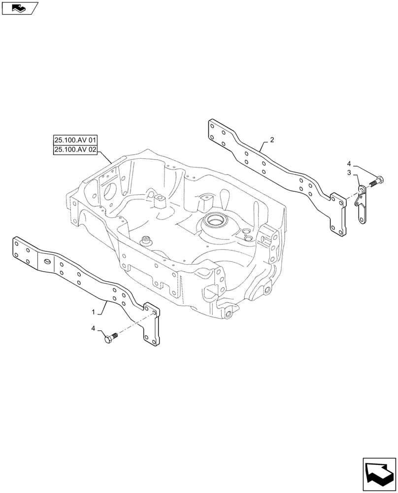 Схема запчастей Case IH MAXXUM 115 - (82.100.AK[05]) - ENGINE, VAR - 330211 - NAR LOADER READY - ENGINE SIDE RAILS (82) - FRONT LOADER & BUCKET