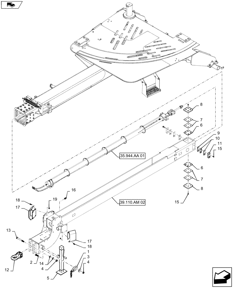 Схема запчастей Case IH 1245 - (39.110.AM[01]) - FRONT HITCH FRAME FOR 24/20 (39) - FRAMES AND BALLASTING