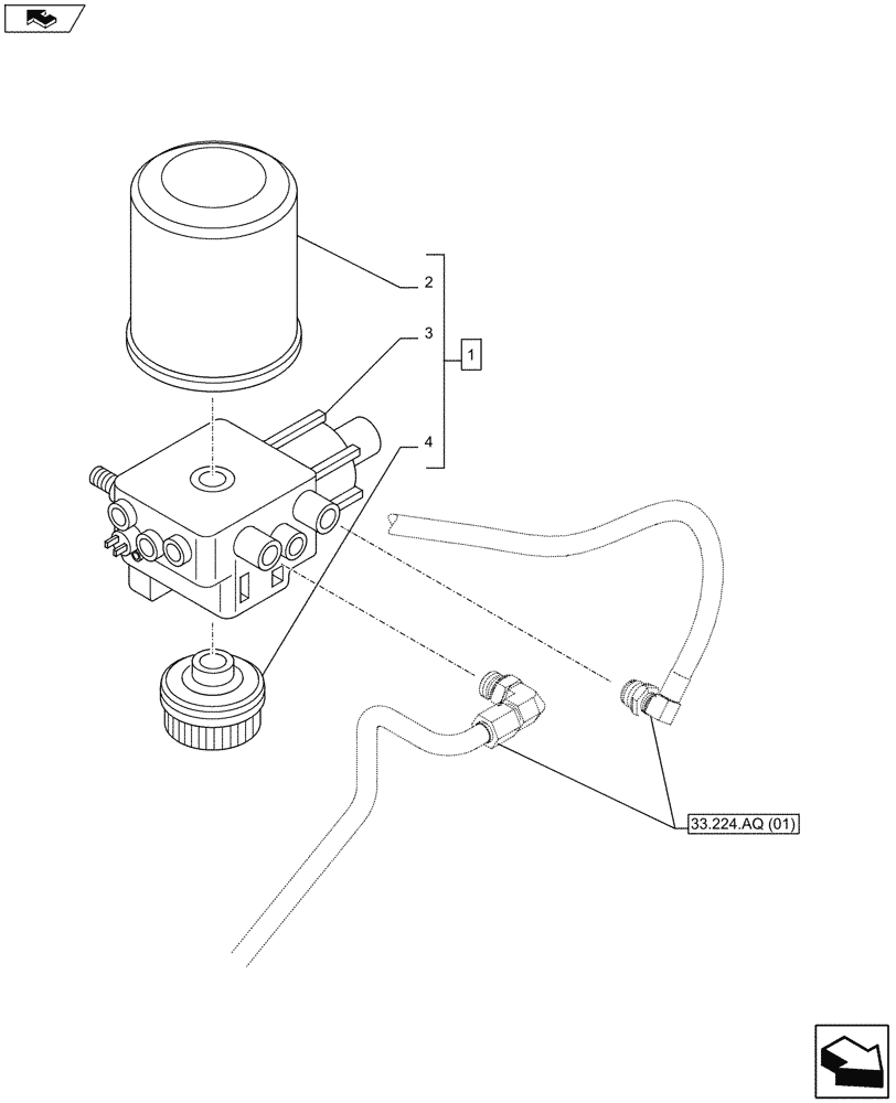 Схема запчастей Case IH MAXXUM 110 - (33.224.BC) - VAR - 332727, 332737, 332739 - PNEUMATIC TRAILER BRAKE - AIR DRYER (33) - BRAKES & CONTROLS