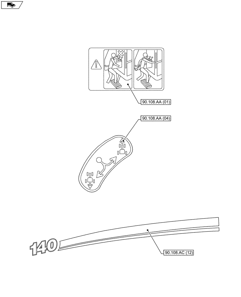 Схема запчастей Case IH MAXXUM 130 - (90.000.00[03]) - SECTION INDEX - PLATFORM, CAB, BODYWORK AND DECALS (90) - PLATFORM, CAB, BODYWORK AND DECALS