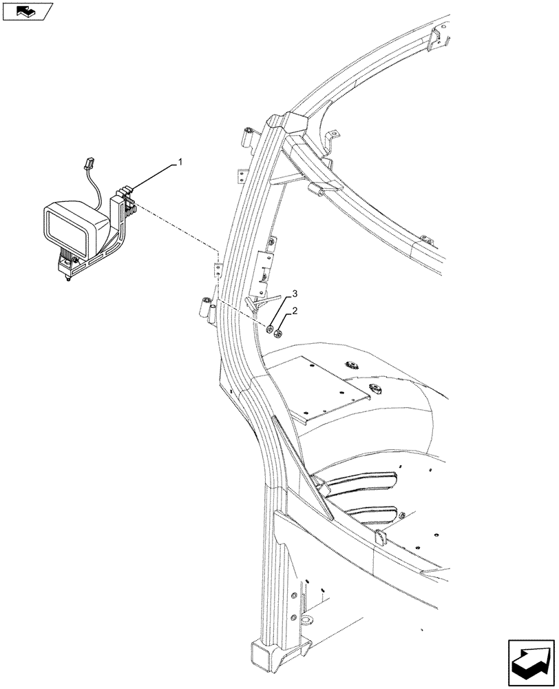 Схема запчастей Case IH MAXXUM 120 - (55.404.BS[03]) - VAR - 743717, 330786 - WORK LAMP (55) - ELECTRICAL SYSTEMS