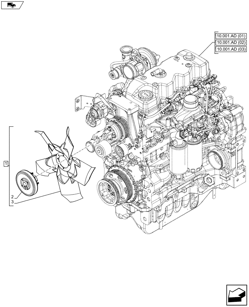 Схема запчастей Case IH MAXXUM 120 - (10.414.AC) - VAR - 335008, 390158 - ENGINE FAN (10) - ENGINE