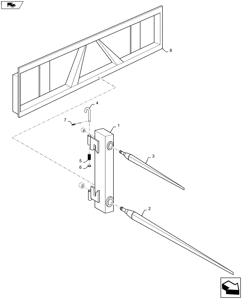 Схема запчастей Case IH L725 - (82.300.AQ[12]) - VAR - 717450006 - BALE SPEAR - PALLET FORK ATTACHMENT (82) - FRONT LOADER & BUCKET