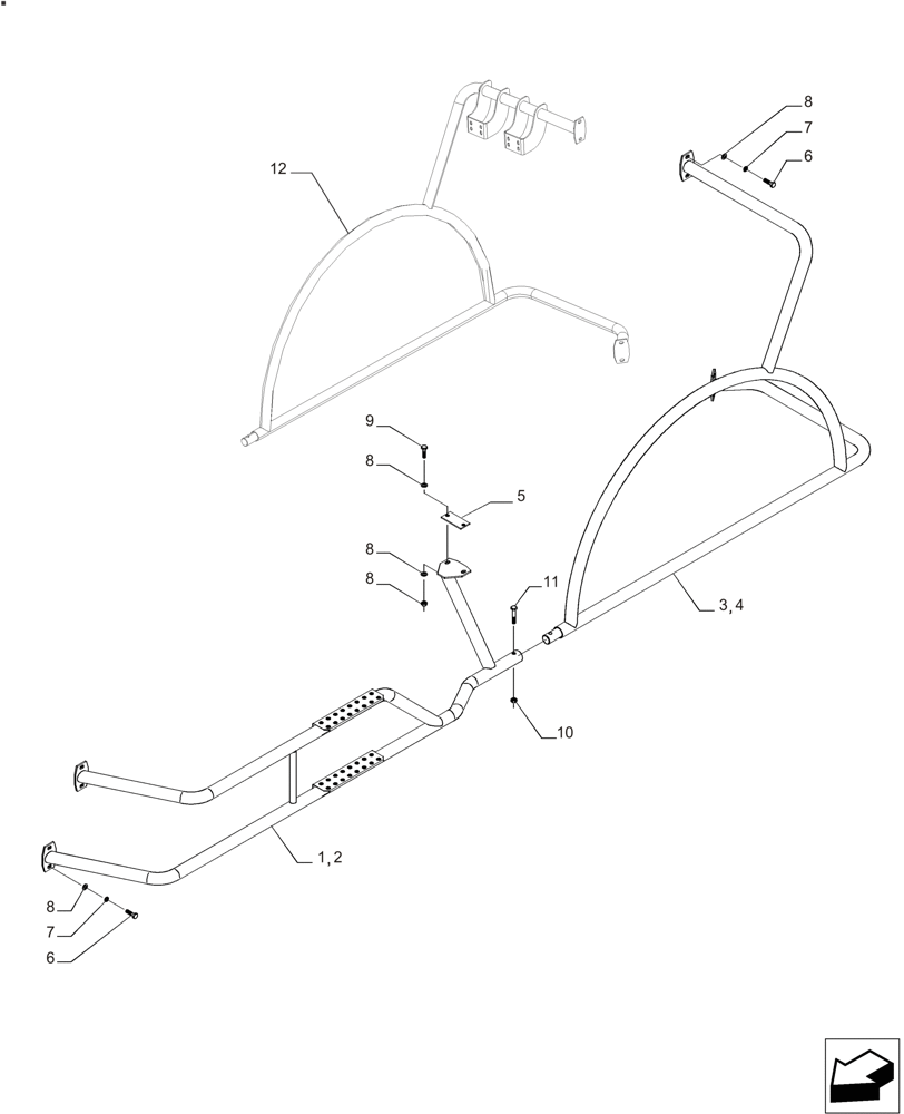 Схема запчастей Case IH A8000 - (90.118.BB[01]) - GUARDRAILS (8000) (90) - PLATFORM, CAB, BODYWORK AND DECALS