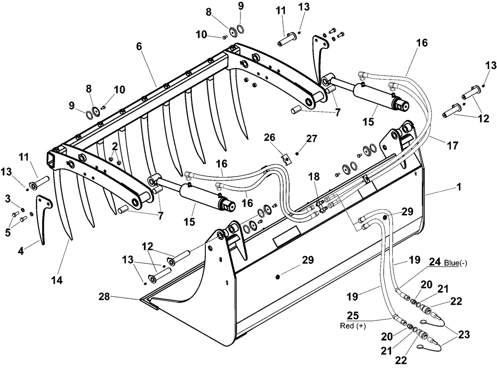 Схема запчастей Case IH L725 - (82.300.AQ[19]) - VAR - 717455006 - 75" SILAGE BUCKET AND GRAPPLE (82) - FRONT LOADER & BUCKET