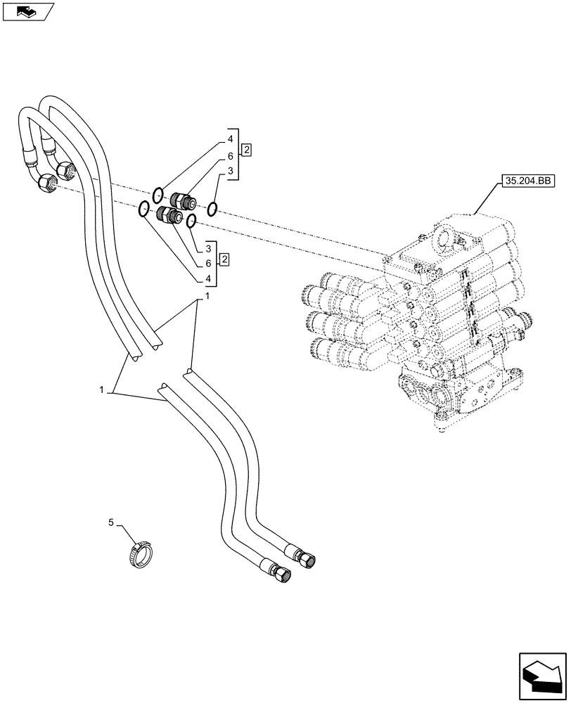 Схема запчастей Case IH MAXXUM 110 - (35.160.AB[03]) - VAR - 331926 - CONTROL VALVE HOSES (35) - HYDRAULIC SYSTEMS