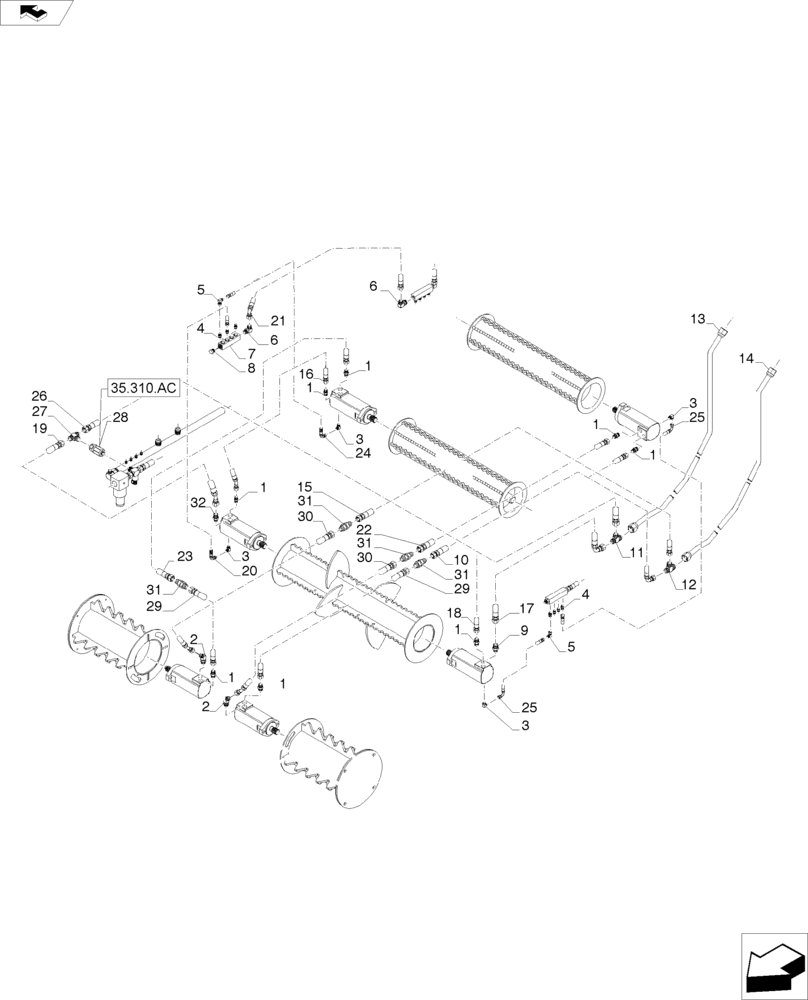 Схема запчастей Case IH A8800 - (35.000.AA[04]) - HYDRAULIC SYSTEM (ADJUSTABLE PKD/FINNED/1ST & 2ND FLOATING ROLLERS) (35) - HYDRAULIC SYSTEMS