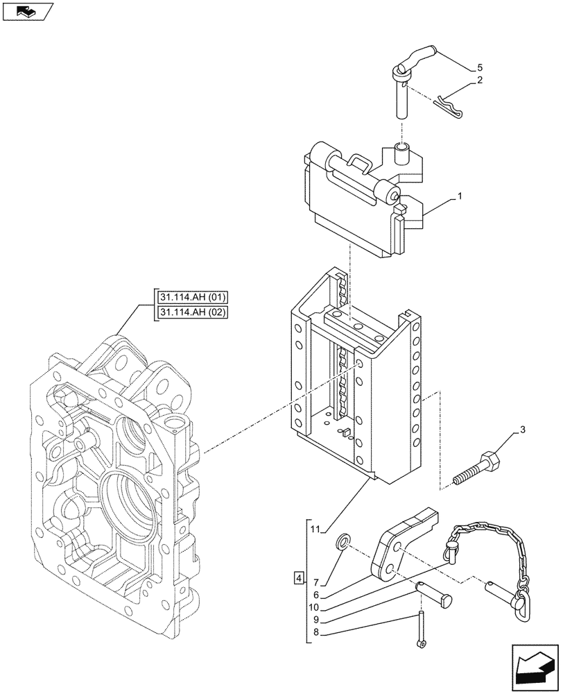 Схема запчастей Case IH MAXXUM 110 - (37.100.AF[06]) - VAR - 330940 - TOW HITCH (37) - HITCHES, DRAWBARS & IMPLEMENT COUPLINGS