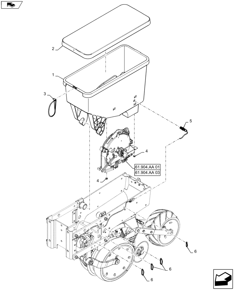 Схема запчастей Case IH 1245 - (79.100.AC[01]) - STANDARD HOPPER FOR 12/30,16/30 (79) - PLANTING