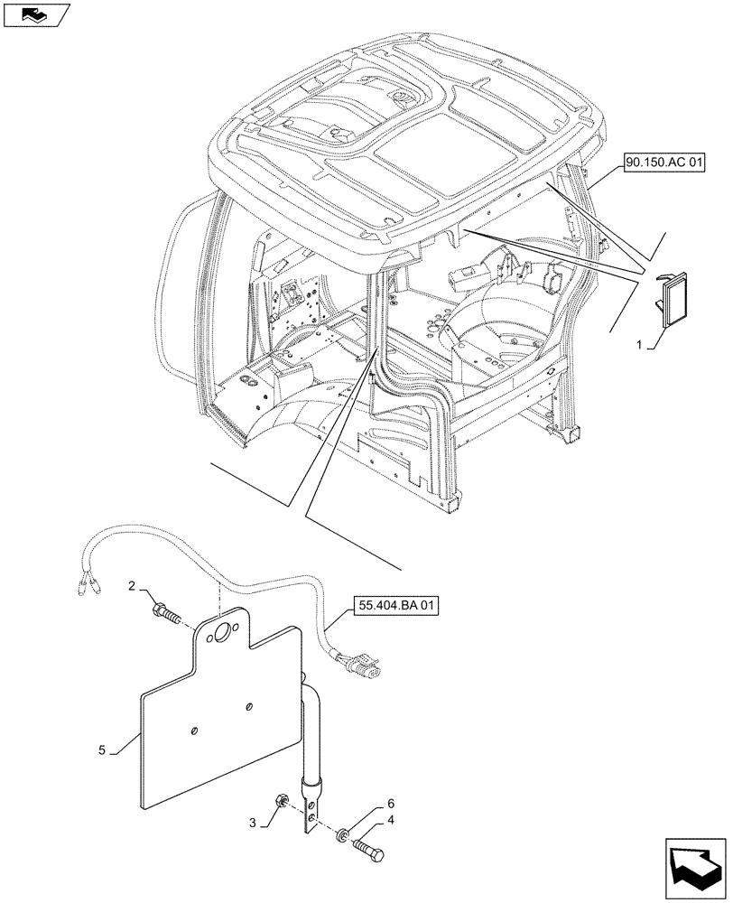 Схема запчастей Case IH MAXXUM 110 - (88.100.AC[01]) - VAR - 333958 + STD - LICENSE PLATE MOUNTED ON MUDGUARD, MUDGUARD (88) - ACCESSORIES