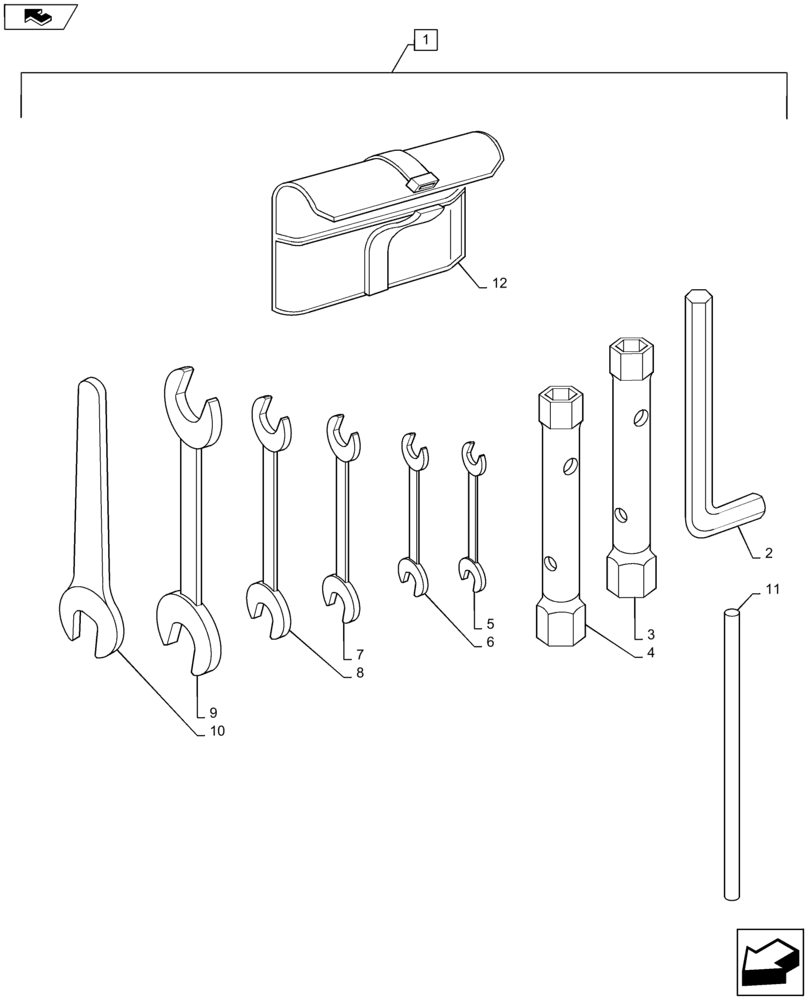 Схема запчастей Case IH MAXXUM 140 - (88.100.AG) - VAR - 330996 - TOOLS (88) - ACCESSORIES