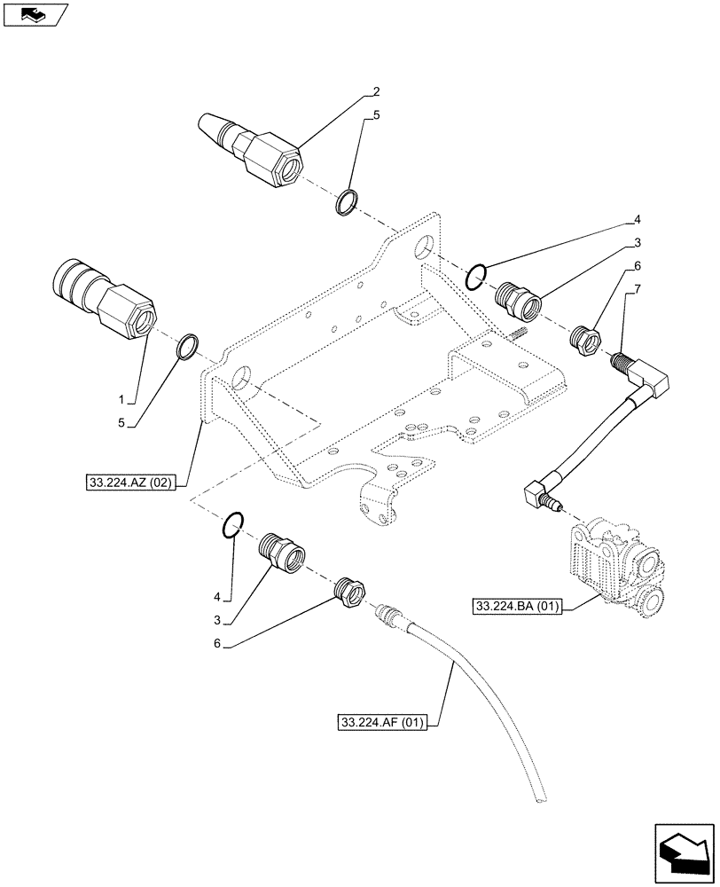 Схема запчастей Case IH MAXXUM 120 - (33.224.AQ[02]) - VAR - 332739 - PNEUMATIC TRAILER BRAKE - QUICK COUPLERS AND LINES (33) - BRAKES & CONTROLS