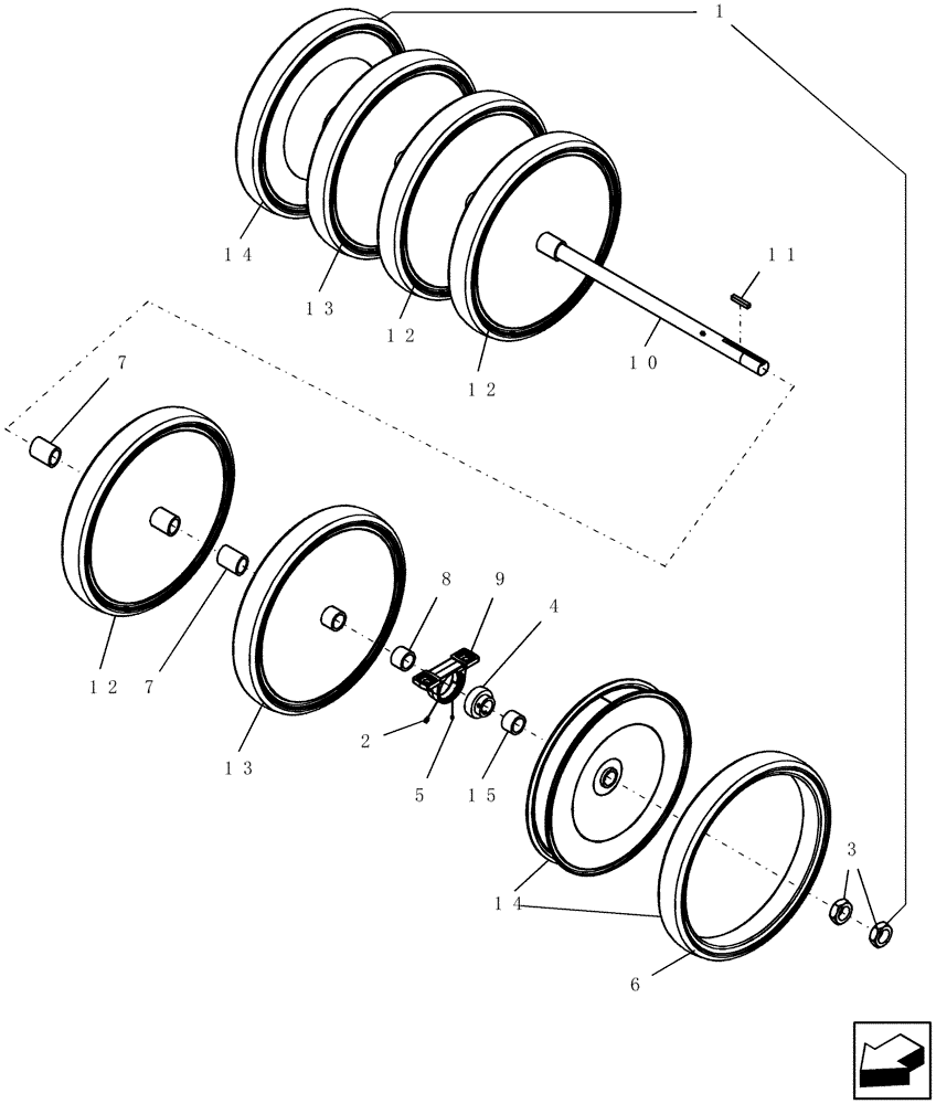 Схема запчастей Case IH 400 - (75.200.36) - PACKER GANG ASSY 10" SPACING, 7 RUBBER WHEELS (75) - SOIL PREPARATION