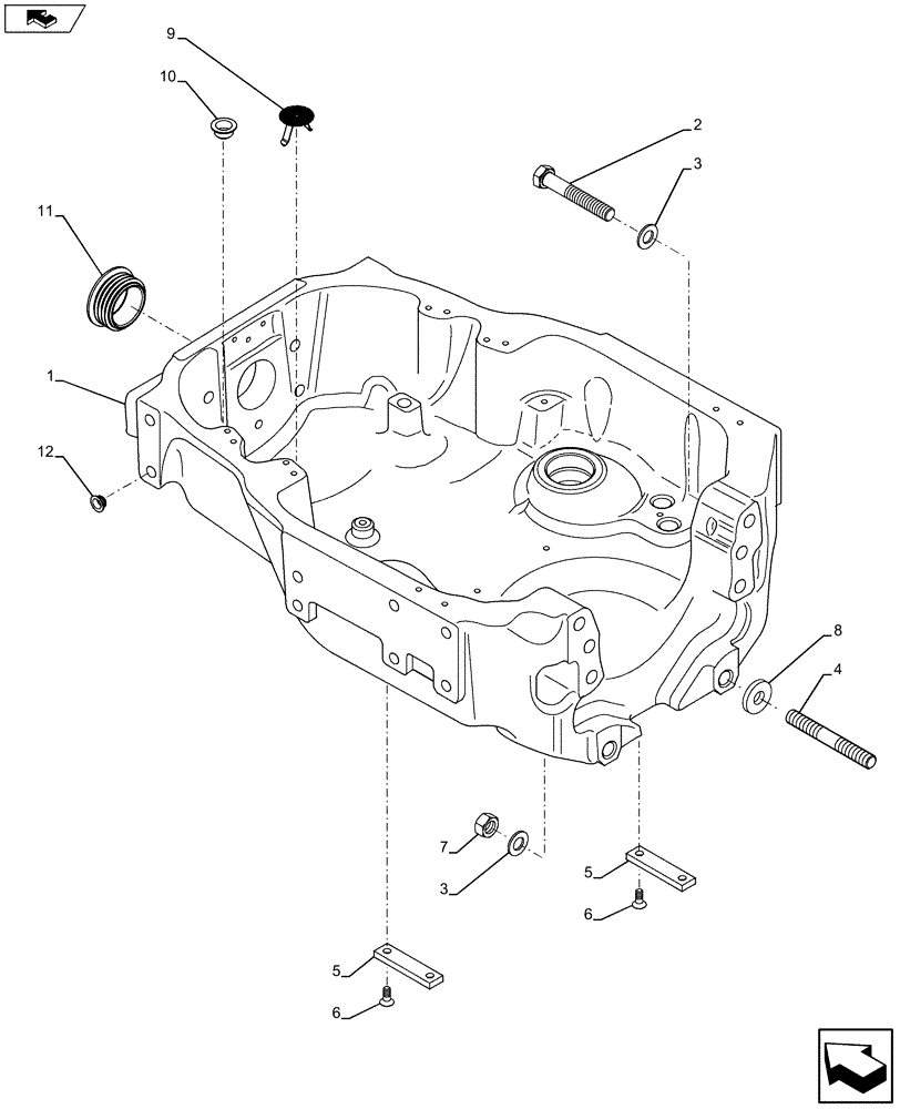 Схема запчастей Case IH MAXXUM 110 - (25.100.AV[01]) - VAR - 390811 - FRONT AXLE SUPPORT (25) - FRONT AXLE SYSTEM