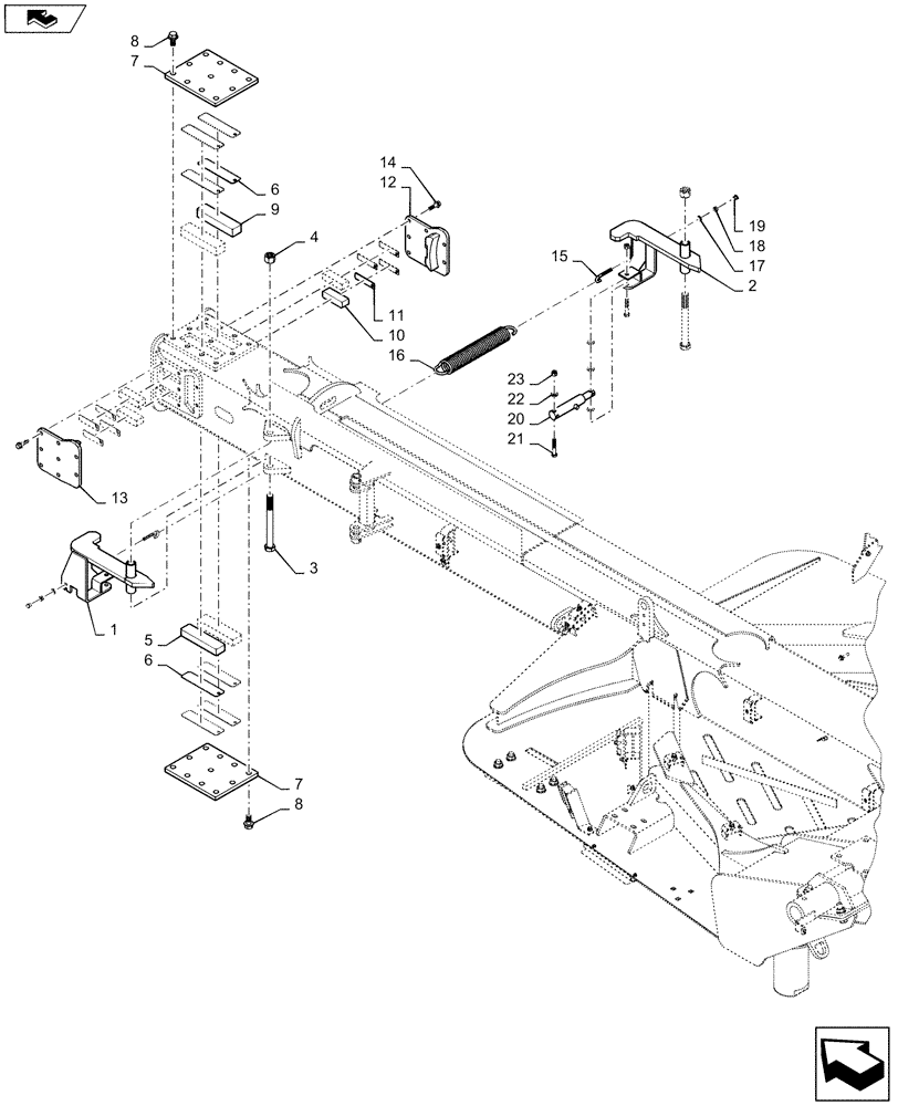 Схема запчастей Case IH 1245 - (39.100.AB[10]) - CARRIER FRAME RECIEVER FOR 16/30 (39) - FRAMES AND BALLASTING