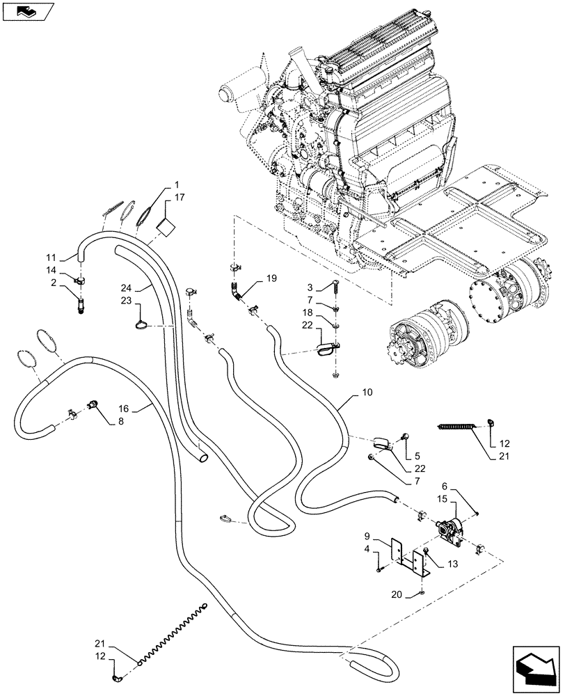 Схема запчастей Case IH SR130 - (50.100.AC[02]) - HEATING SYSTEM LINES (50) - CAB CLIMATE CONTROL