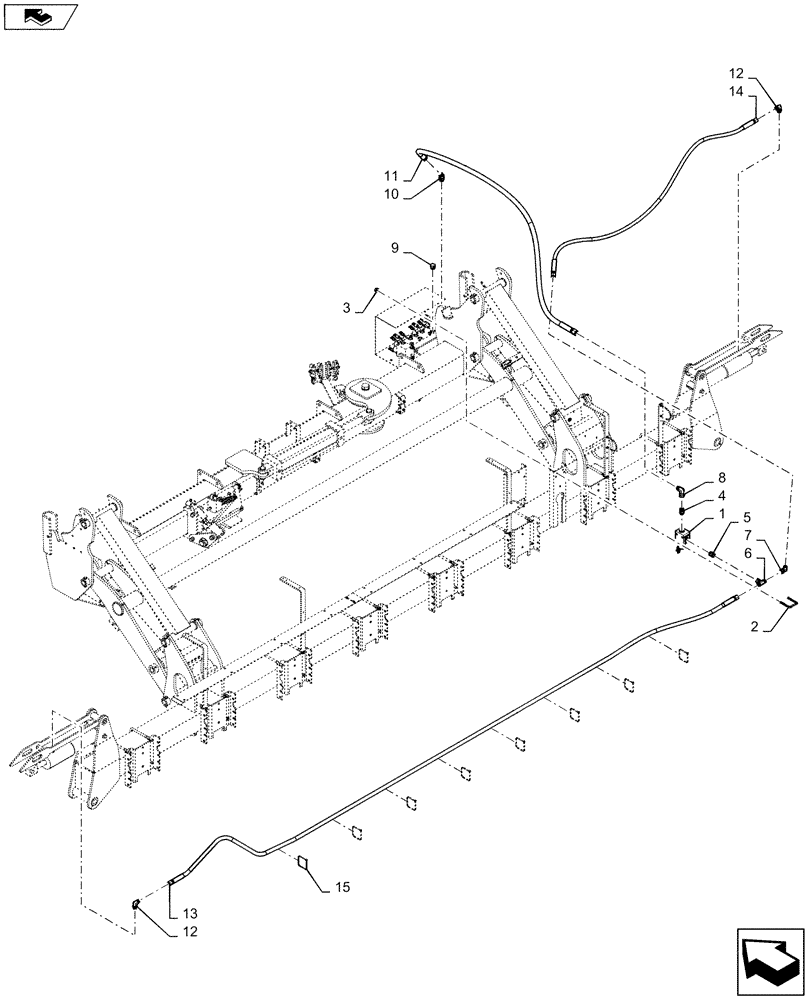 Схема запчастей Case IH 1245 - (35.746.AC[10]) - ROW UNIT NO MARKERS HYDRAULICS FOR 16/30 (35) - HYDRAULIC SYSTEMS