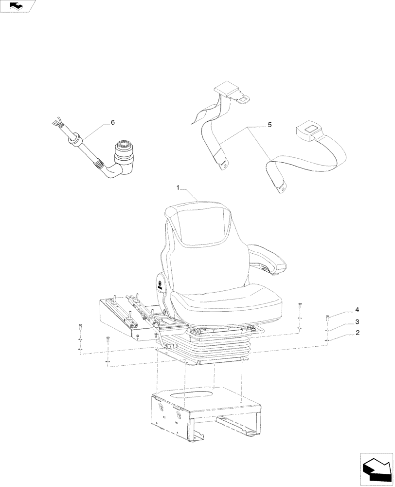 Схема запчастей Case IH A8800 - (90.124.AE) - DRIVER SEAT (90) - PLATFORM, CAB, BODYWORK AND DECALS