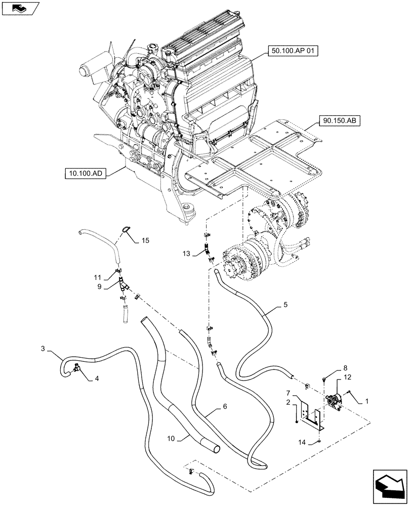 Схема запчастей Case IH SV185 - (50.100.AC[01]) - HEATER PLUMBING BEFORE 09-JUL-2014 (50) - CAB CLIMATE CONTROL