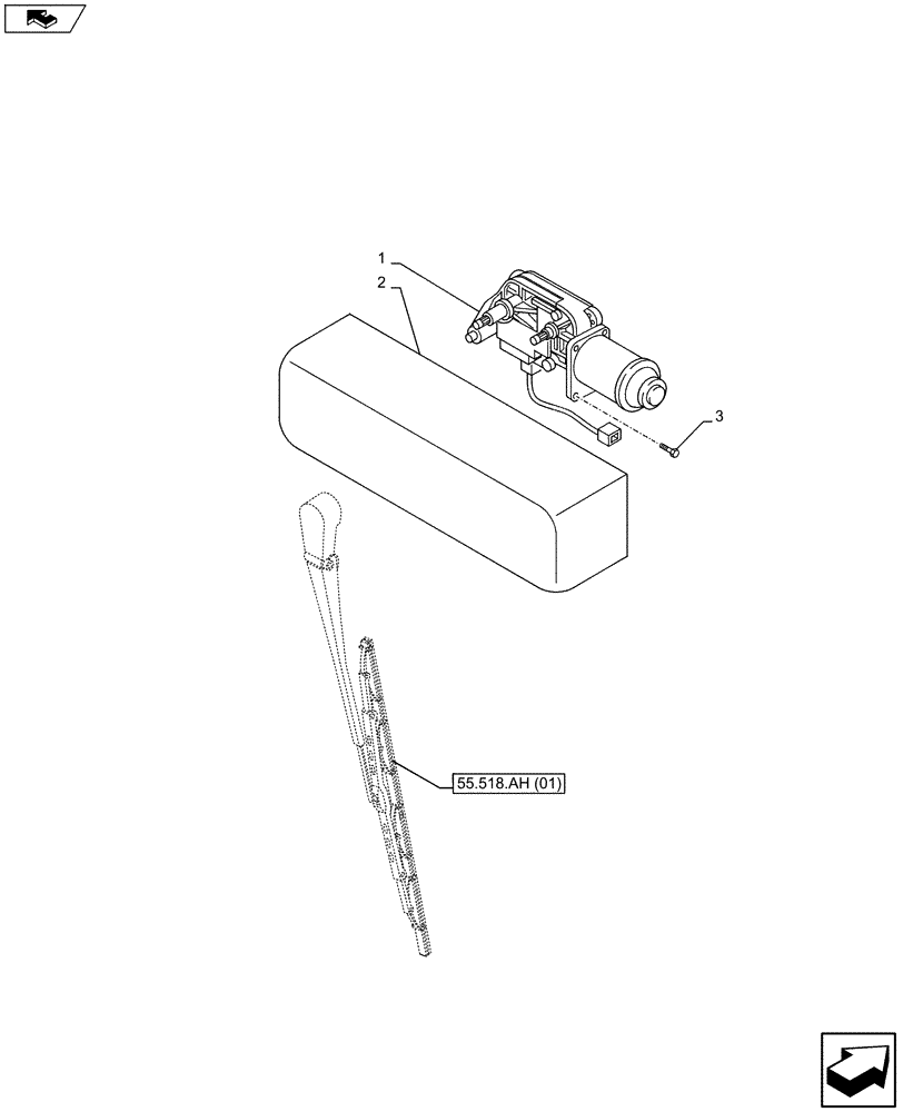 Схема запчастей Case IH MAXXUM 130 - (55.518.AZ[02]) - VAR - 331571, 334959, 744985 - WIPER, WIPER MOTOR (55) - ELECTRICAL SYSTEMS