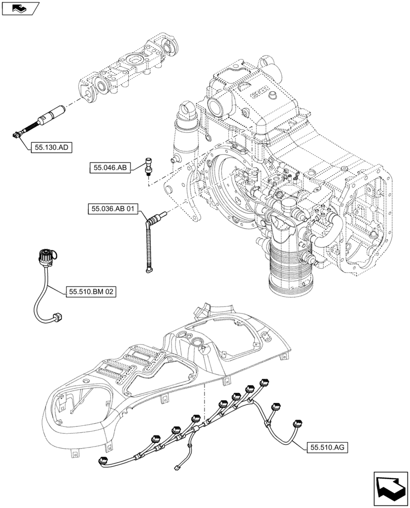 Схема запчастей Case IH MAXXUM 140 - (00.000.55[05]) - PICTORIAL INDEX - ELECTRICAL SYSTEMS (00) - GENERAL & PICTORIAL INDEX