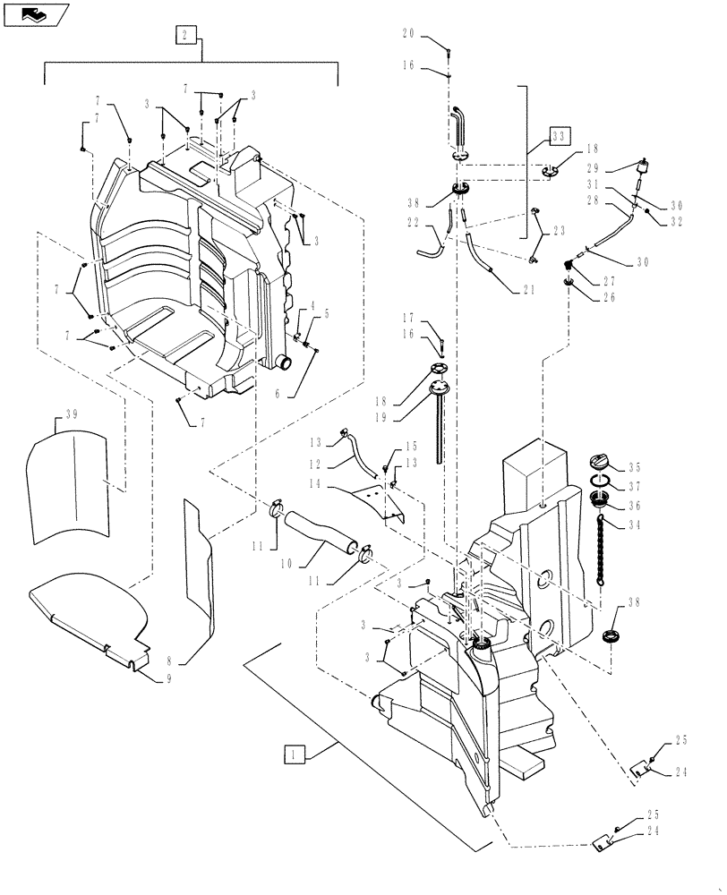 Схема запчастей Case IH MAGNUM 260 - (10.216.AI[01]) - FUEL TANK & ASSOCIATED PARTS, POWERSHIFT, T4 (10) - ENGINE