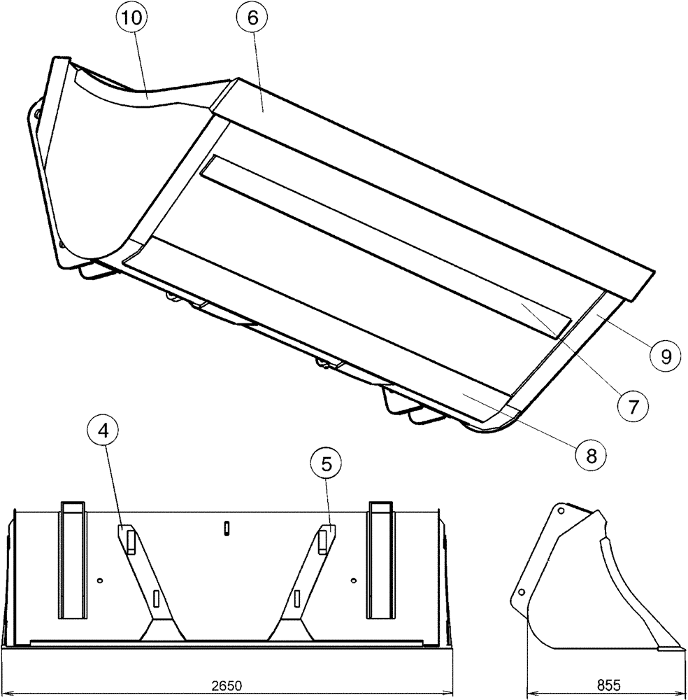 Схема запчастей Case IH L775 - (82.300.AX[04]) - VAR - 717499006, 717502006, 717496006 - 102" HD GRAPPLE BUCKET (82) - FRONT LOADER & BUCKET