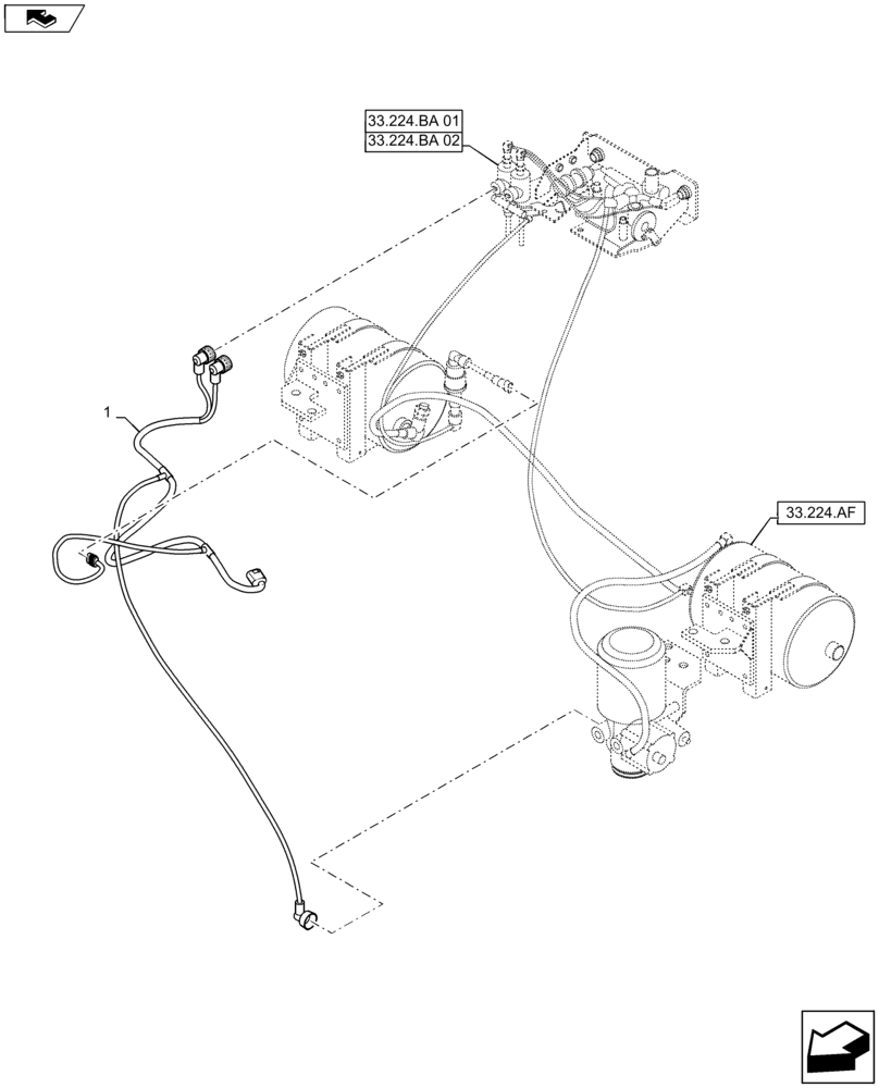 Схема запчастей Case IH MAXXUM 140 - (55.032.AC[02]) - VAR - 332727, 332737, 332739 - PNEUMATIC TRAILER BRAKE - HARNESS - END S/N ZEBE51757 (55) - ELECTRICAL SYSTEMS