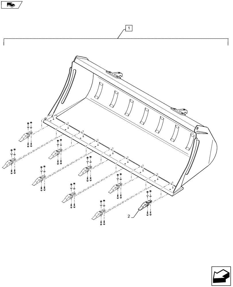Схема запчастей Case IH L795 - (82.300.AN[07]) - VAR - 730794006 - 83" HD MATERIAL BUCKET T7 WITH TEETH (82) - FRONT LOADER & BUCKET