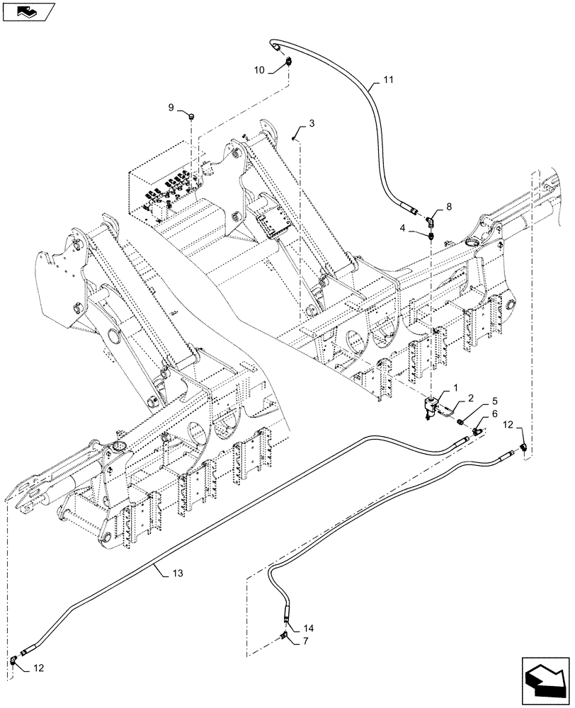 Схема запчастей Case IH 1245 - (35.746.AC[07]) - ROW UNIT NO MARKERS HYDRAULICS FOR 30" SPLIT ROW 12/23 (35) - HYDRAULIC SYSTEMS
