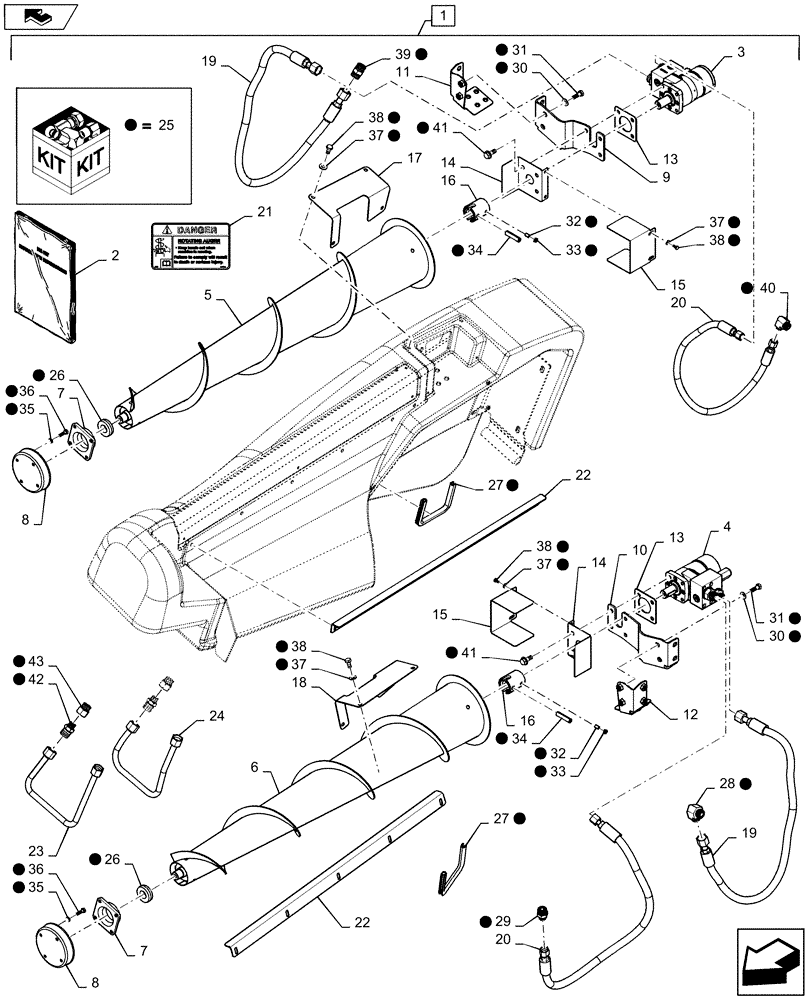 Схема запчастей Case IH 2612XR - (88.058.01) - DIA KIT, HYDRAULIC AUGER DIVIDER ATTACHMENT (88) - ACCESSORIES