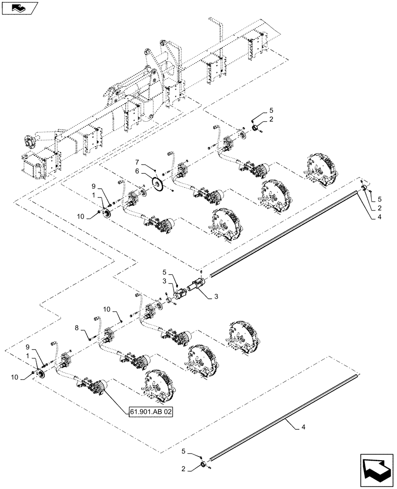 Схема запчастей Case IH 1245 - (61.901.AF[09]) - METER DRIVE SHAFT WITH CABLE DRIVE FOR 12/30 (61) - METERING SYSTEM