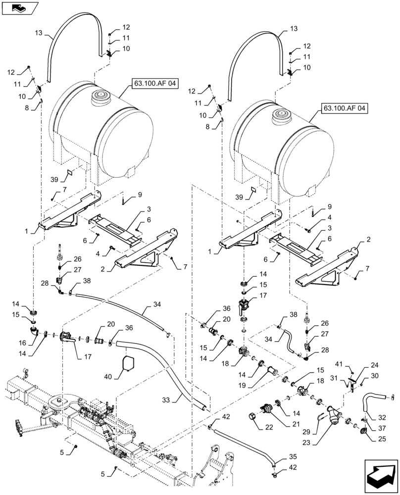 Схема запчастей Case IH 1245 - (63.100.AF[03]) - LIQUID FERTILIZER BULK TANK SYSTEM FOR 16/30 (63) - CHEMICAL APPLICATORS