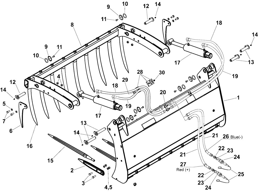 Схема запчастей Case IH L725 - (82.300.AQ[17]) - VAR - 717453006 - 59" SILAGE BUCKET AND GRAPPLE (82) - FRONT LOADER & BUCKET