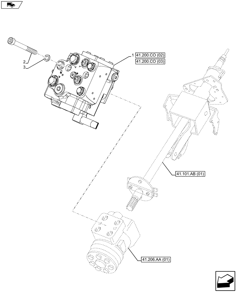 Схема запчастей Case IH MAXXUM 110 - (41.200.CO[01]) - VAR - 330631, 336631, 743723 - FAST STEERING - VALVE (41) - STEERING